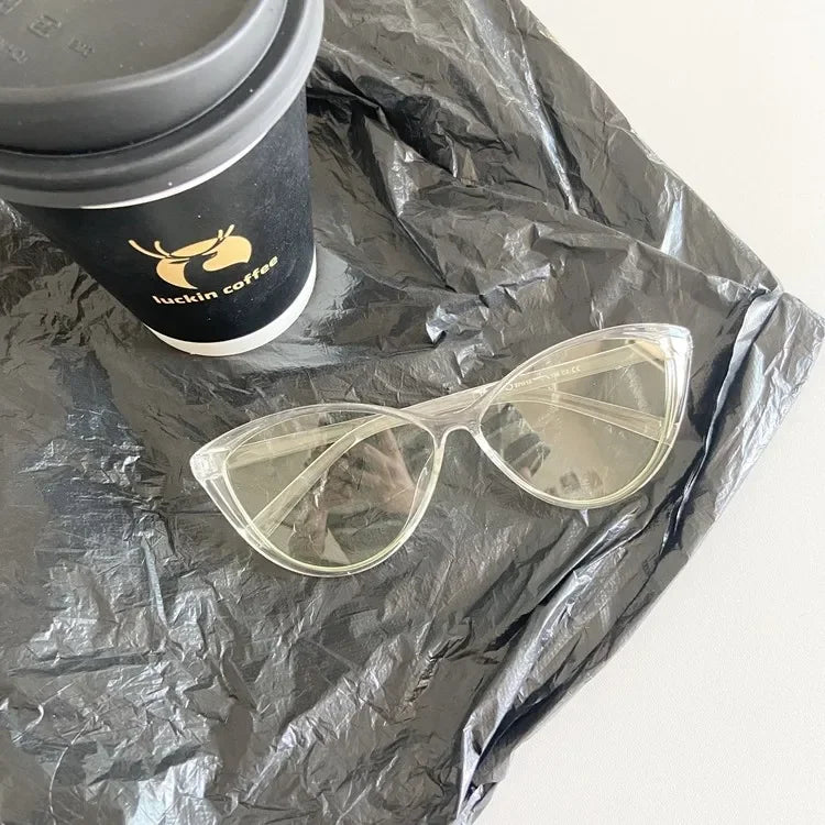 Retro Thin Cat Eye Glasses Frame Women Lovely No Makeup Plain Glasses Men Eyewear Cute Decorative Computer Glasses