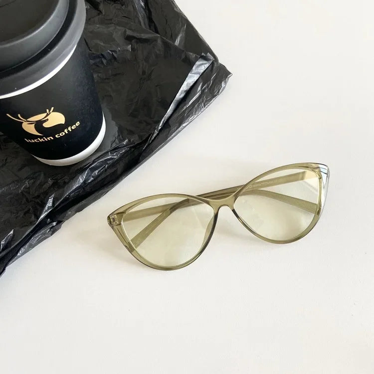 Retro Thin Cat Eye Glasses Frame Women Lovely No Makeup Plain Glasses Men Eyewear Cute Decorative Computer Glasses