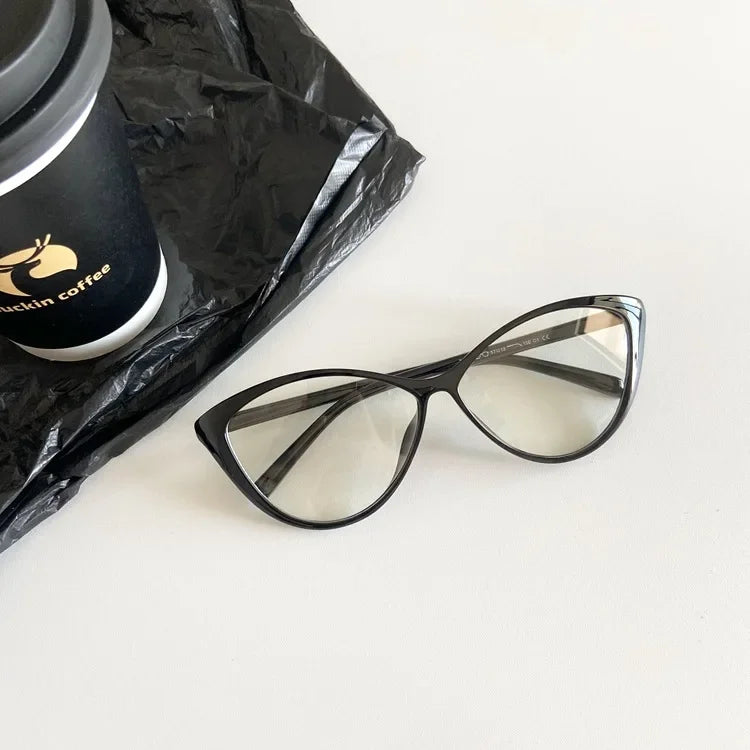 Retro Thin Cat Eye Glasses Frame Women Lovely No Makeup Plain Glasses Men Eyewear Cute Decorative Computer Glasses
