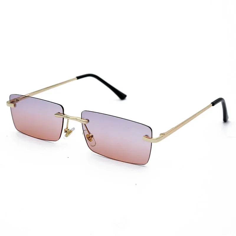 Rimless Rectangular Sunglasses Women Men 2024 Sun Glasses Brand Designer Metal Sunglass Streetwear Eyewear