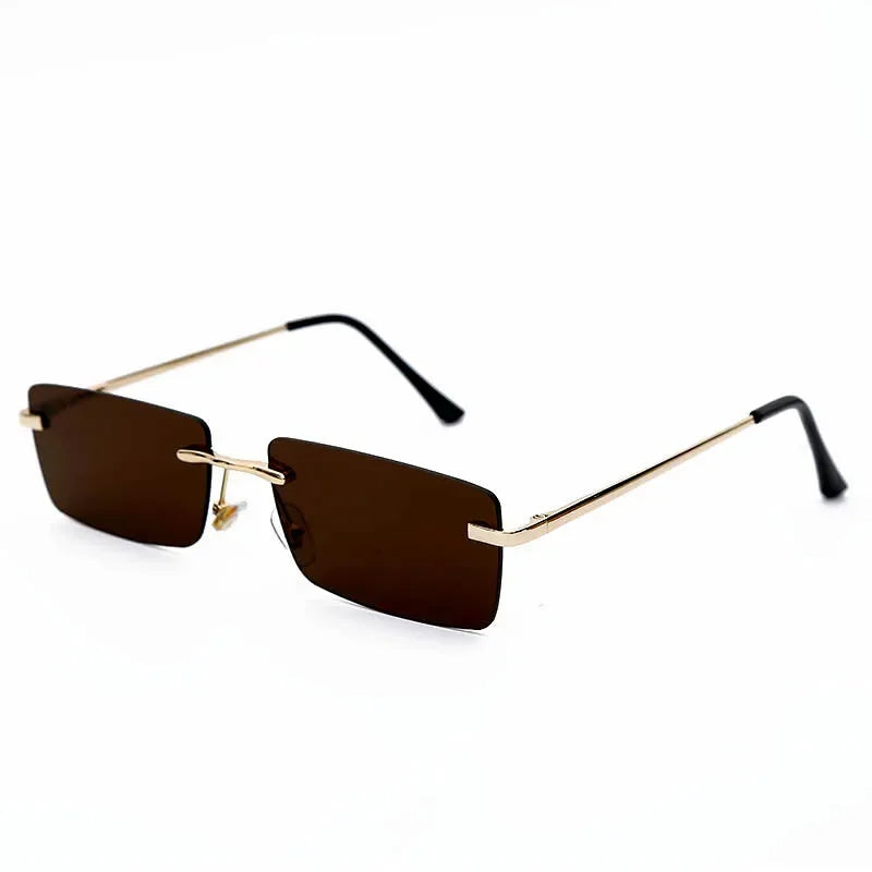 Rimless Rectangular Sunglasses Women Men 2024 Sun Glasses Brand Designer Metal Sunglass Streetwear Eyewear