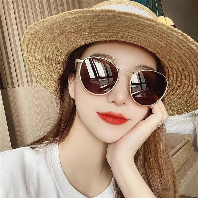Round Frame Street Shooting Sun Glasses Korean Version Trendy Retro Small Face Designer Sunglasses 2022 New Sunglasses for Women