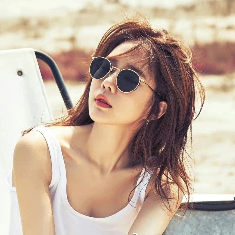 Round Frame Street Shooting Sun Glasses Korean Version Trendy Retro Small Face Designer Sunglasses 2022 New Sunglasses for Women
