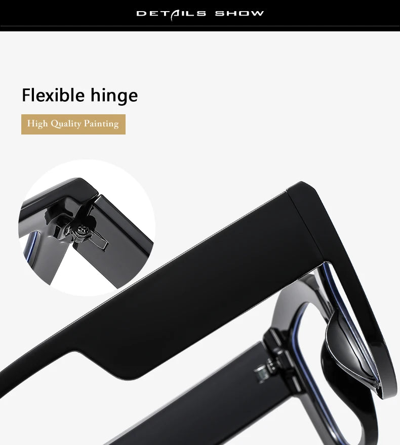 2024 New Versatile Concave Style Trendy Women's Flat Mirror Square Wide Leg Retro Casual Eyeglass Frame