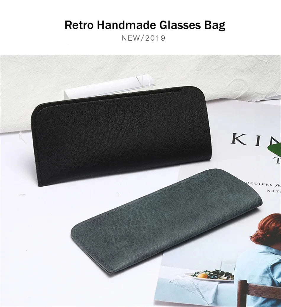 Soft Leather Reading Glasses Bag Case Waterproof Solid Sun Glasses Pouch Simple Eyewear Storage Bags Eyewear Accessories