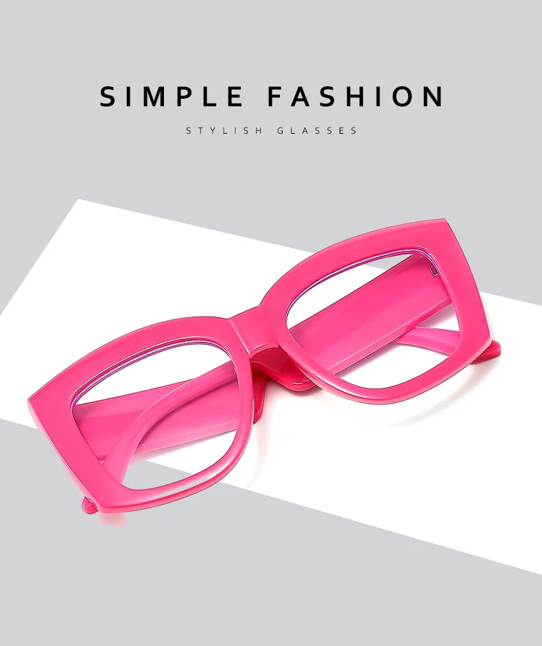 2024 New Versatile Concave Style Trendy Women's Flat Mirror Square Wide Leg Retro Casual Eyeglass Frame