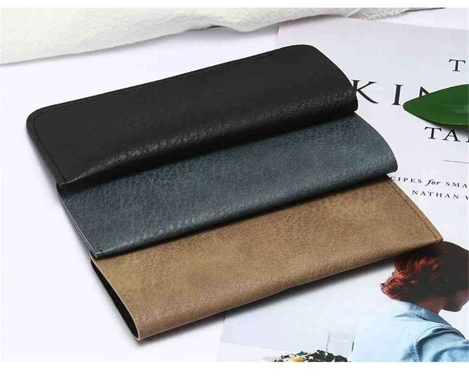 Soft Leather Reading Glasses Bag Case Waterproof Solid Sun Glasses Pouch Simple Eyewear Storage Bags Eyewear Accessories