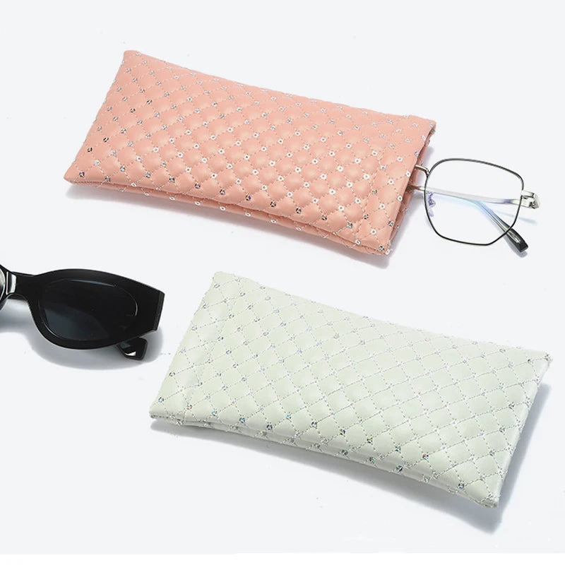 Super New Sequins Glasses Bag Women Thick Soft Glasses Case Men Large Diameter Portable Sunglasses Storage Bag