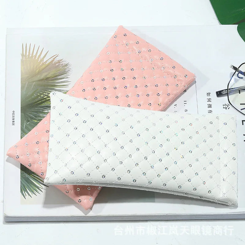 Super New Sequins Glasses Bag Women Thick Soft Glasses Case Men Large Diameter Portable Sunglasses Storage Bag