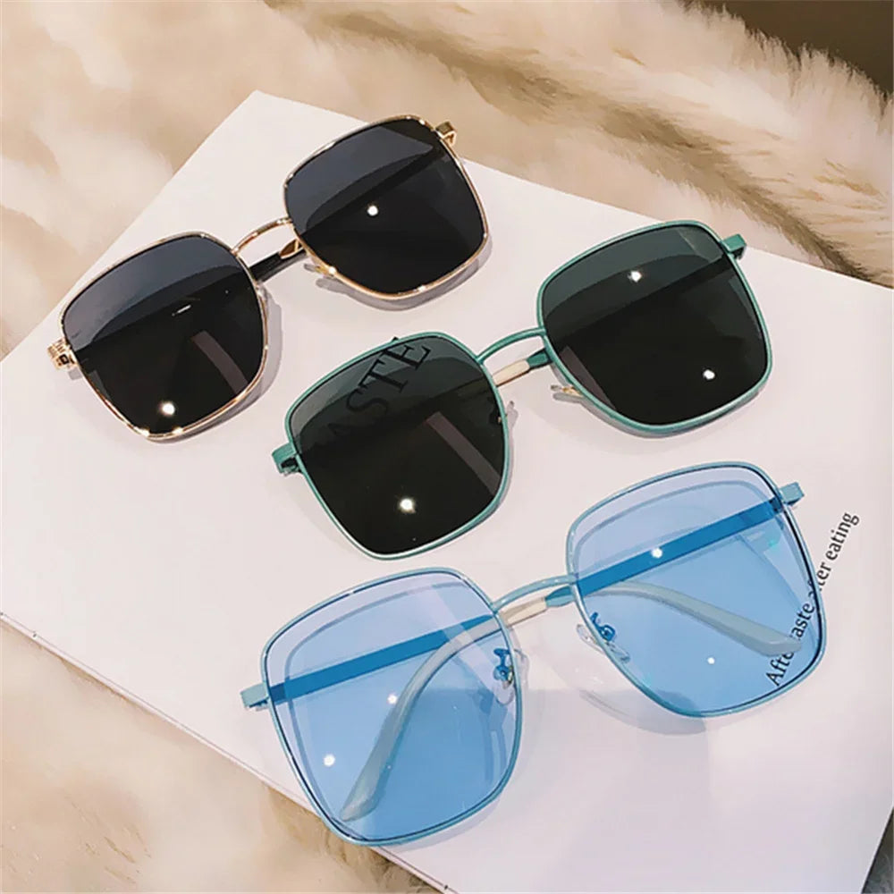 UV400 Square Women's Sunglasses Clear Colored Lens Glasses 2023 Brand Designer Korea Style Eyeglasses Female Eyewear