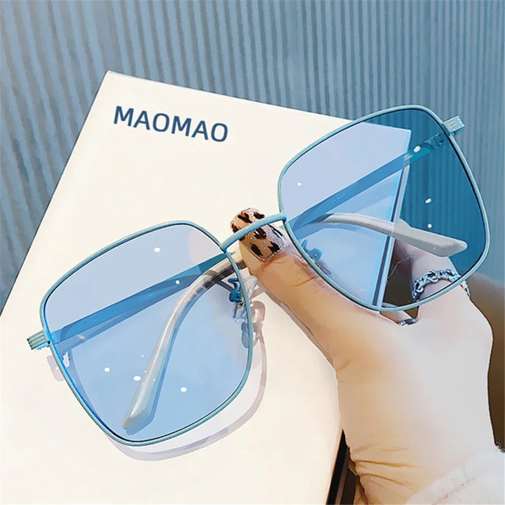 UV400 Square Women's Sunglasses Clear Colored Lens Glasses 2023 Brand Designer Korea Style Eyeglasses Female Eyewear