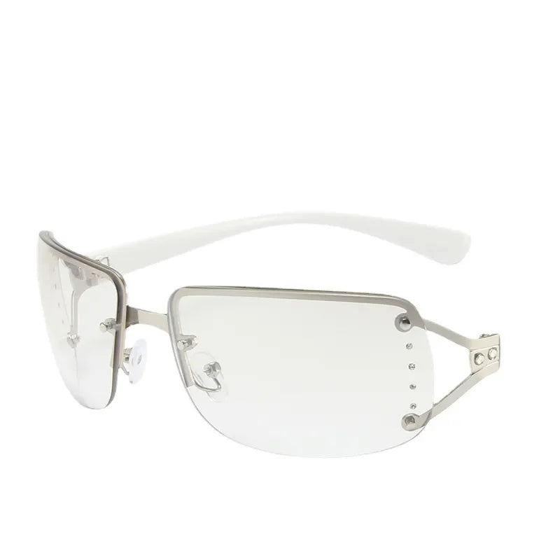 Unisex Luxury Y2K Sunglasses Punk One Piece Sunglasses Square Frameless Sun Glasses Women UV400 Shades Eyewear Gafas