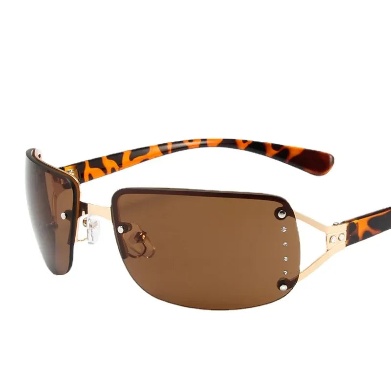 Unisex Luxury Y2K Sunglasses Punk One Piece Sunglasses Square Frameless Sun Glasses Women UV400 Shades Eyewear Gafas