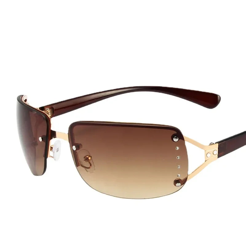 Unisex Luxury Y2K Sunglasses Punk One Piece Sunglasses Square Frameless Sun Glasses Women UV400 Shades Eyewear Gafas