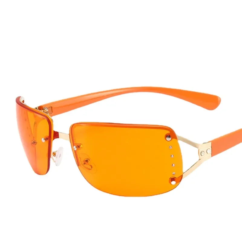 Unisex Luxury Y2K Sunglasses Punk One Piece Sunglasses Square Frameless Sun Glasses Women UV400 Shades Eyewear Gafas