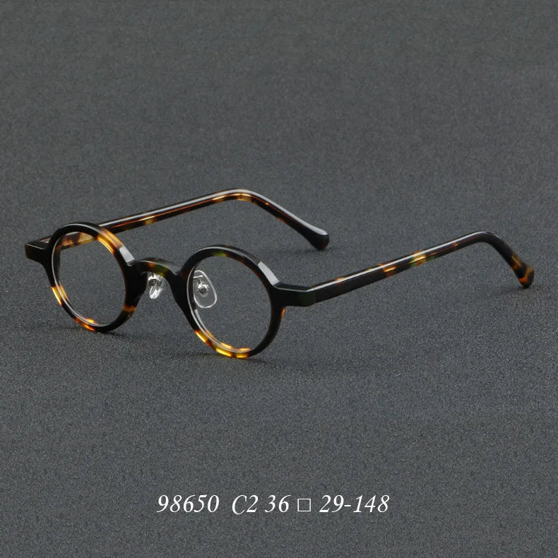 VCKA Acetate Myopia Glasses Frame Men Vintage Retro Small Round Eyeglasses Women Optical Prescription Eyewear -0.5 to -6.0