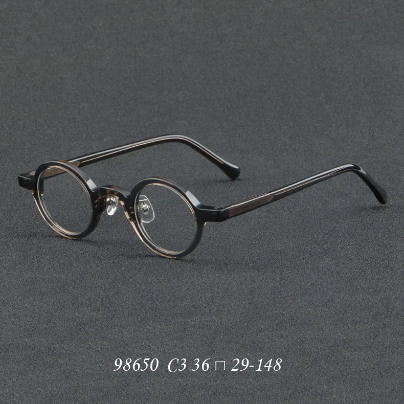 VCKA Acetate Myopia Glasses Frame Men Vintage Retro Small Round Eyeglasses Women Optical Prescription Eyewear -0.5 to -6.0