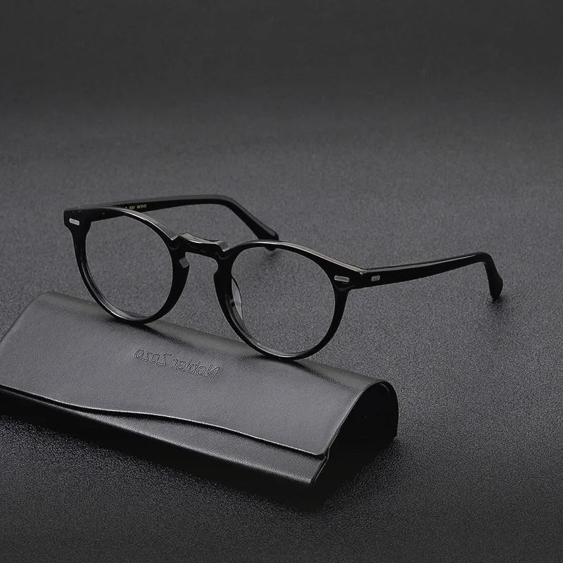 Vintage round glasses frame for men brown tortoiseshell acetate handmade optical frames for women making prescription glasses