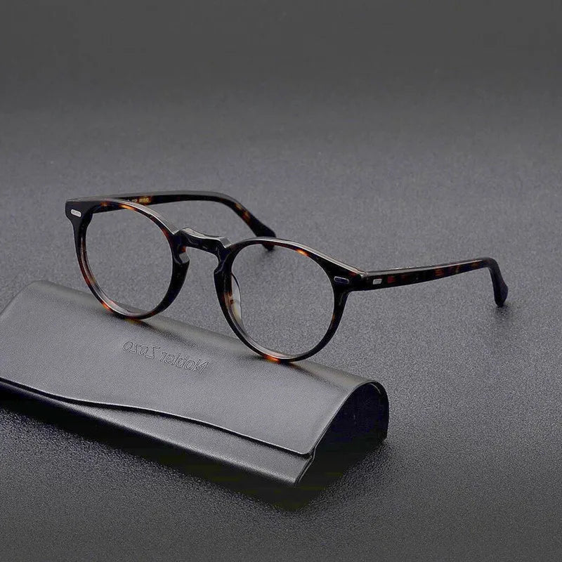 Vintage round glasses frame for men brown tortoiseshell acetate handmade optical frames for women making prescription glasses