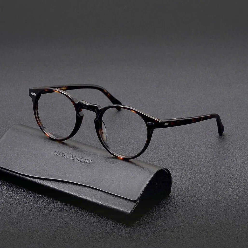 Vintage round glasses frame for men brown tortoiseshell acetate handmade optical frames for women making prescription glasses