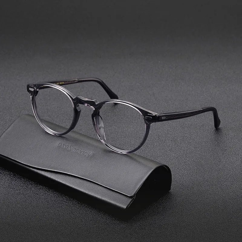 Vintage round glasses frame for men brown tortoiseshell acetate handmade optical frames for women making prescription glasses