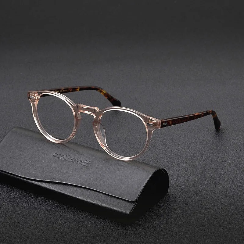 Vintage round glasses frame for men brown tortoiseshell acetate handmade optical frames for women making prescription glasses
