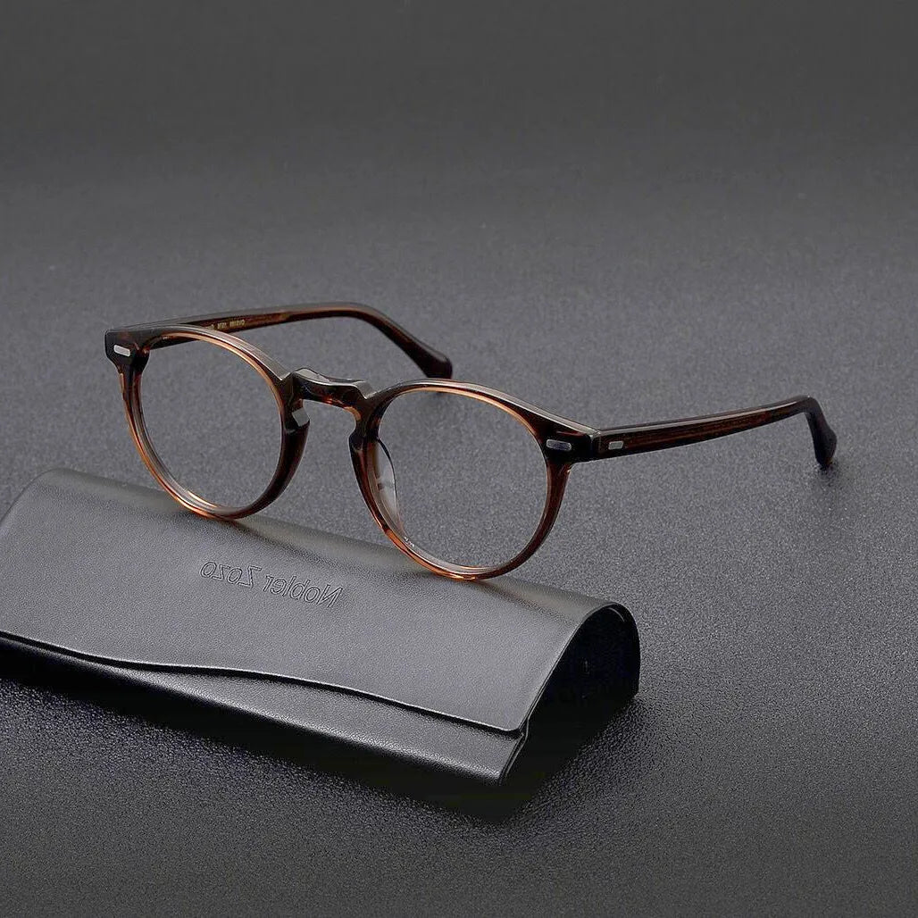 Vintage round glasses frame for men brown tortoiseshell acetate handmade optical frames for women making prescription glasses