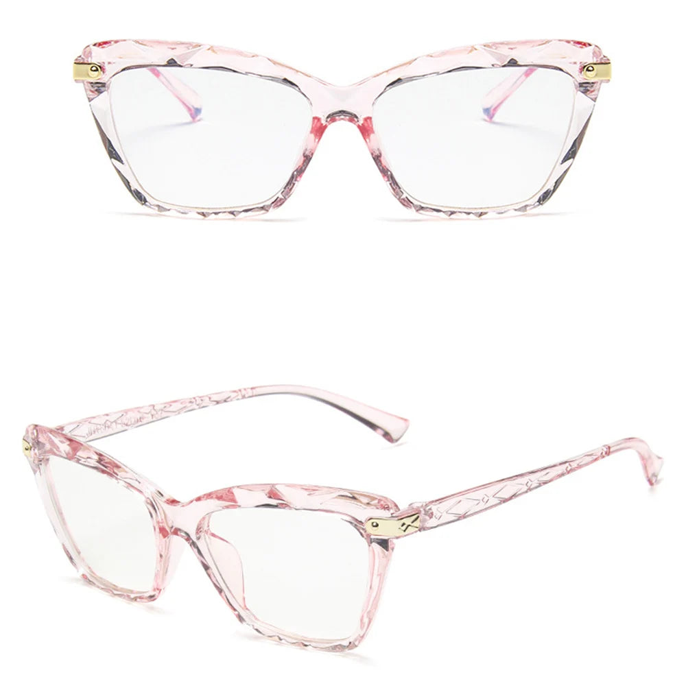 Women Cat Eye Anti Blue Light Glasses Cat Eye Black Frame Blue Light Blocking Computer Clear Lens Eyewear Eyeglasses