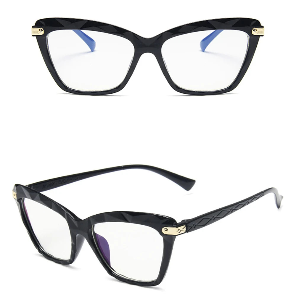 Women Cat Eye Anti Blue Light Glasses Cat Eye Black Frame Blue Light Blocking Computer Clear Lens Eyewear Eyeglasses