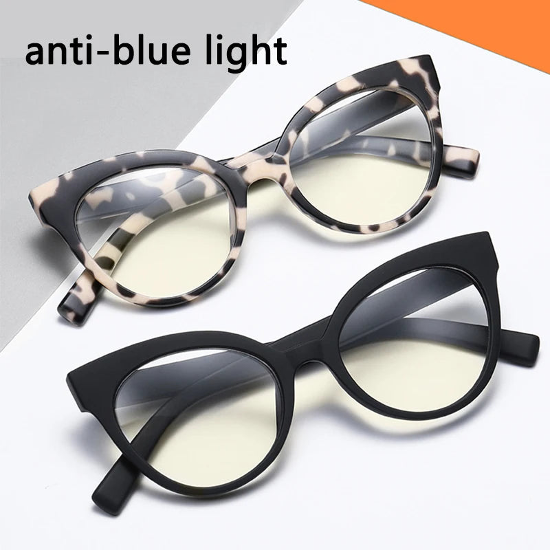 Women Cat Eye Anti-blue Light Glasses Frame Computer Goggles Flat Mirror Anti-fatigue PC High Quality Leopard gafas