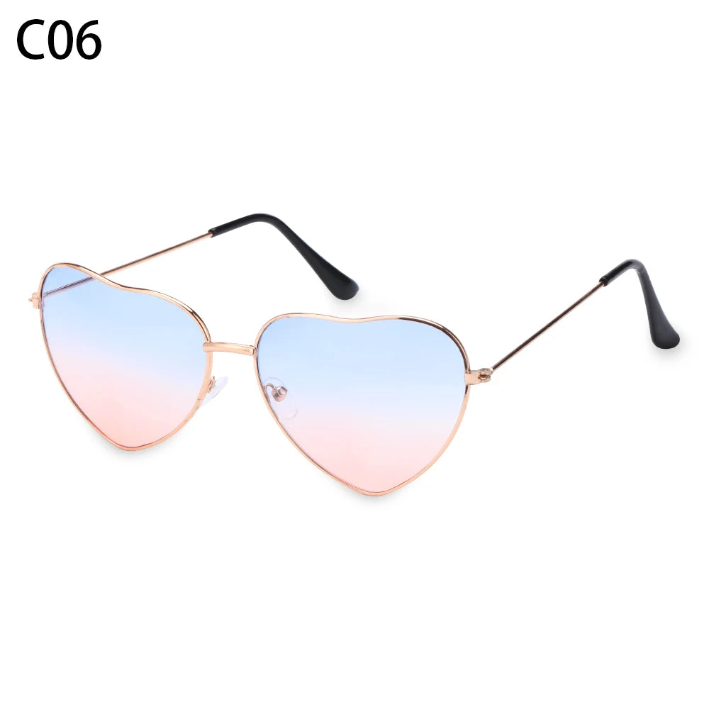 Women Vintage Heart Shape Sunglasses Metal Frame Sun Glasses Candy Color Gradient Sun Glasses For Outdoor Cycling