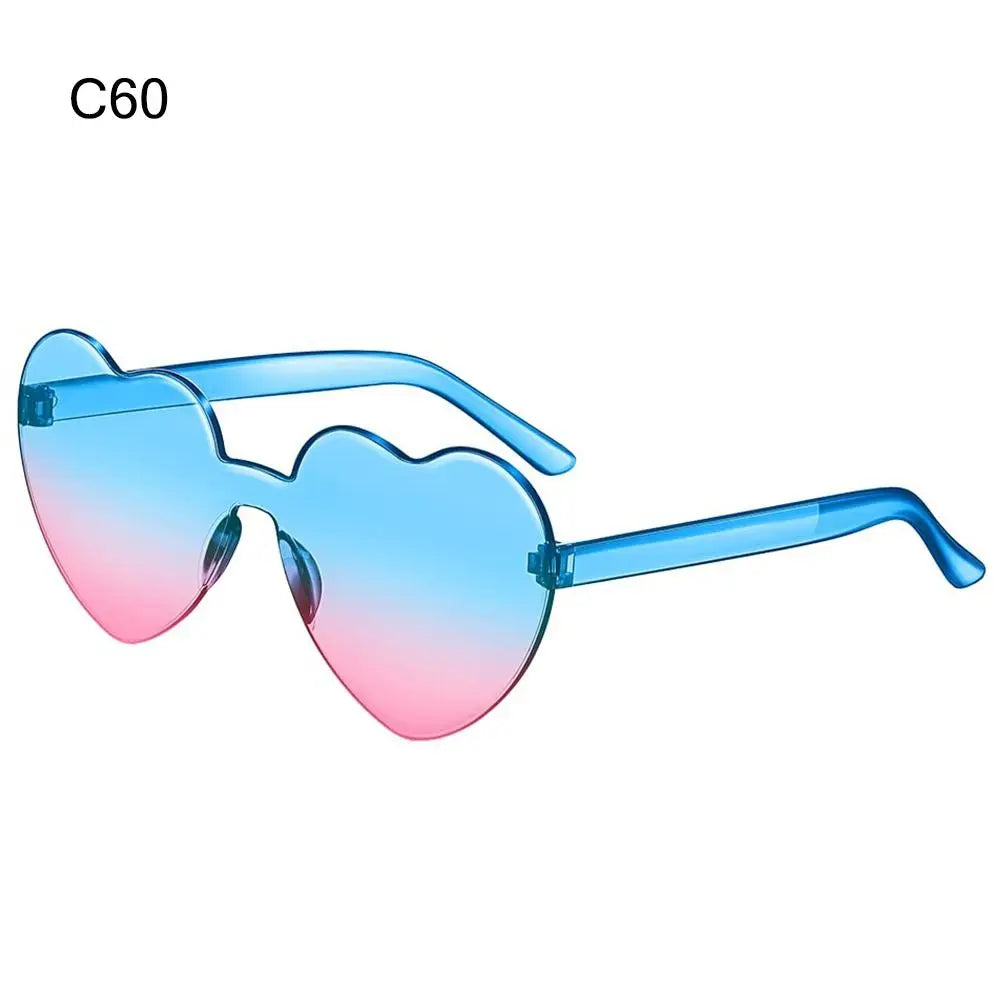 Women Vintage Heart Shape Sunglasses Metal Frame Sun Glasses Candy Color Gradient Sun Glasses For Outdoor Cycling