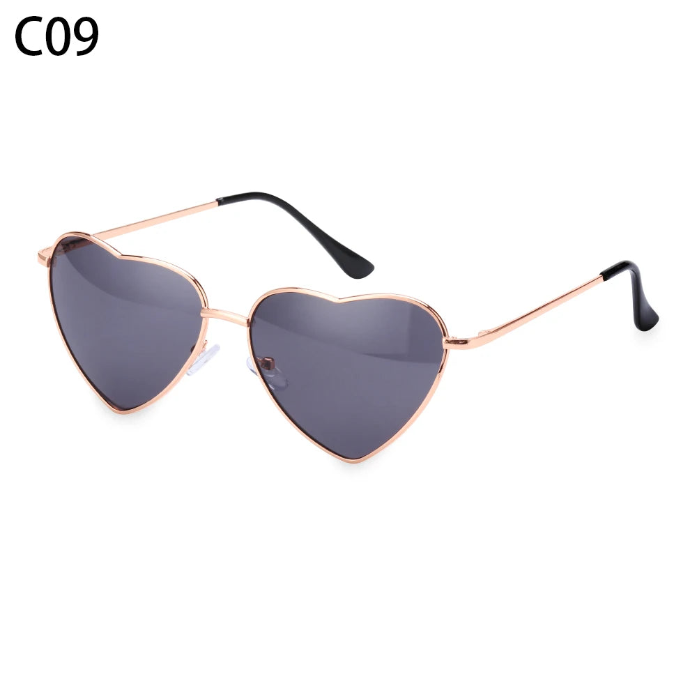 Women Vintage Heart Shape Sunglasses Metal Frame Sun Glasses Candy Color Gradient Sun Glasses For Outdoor Cycling