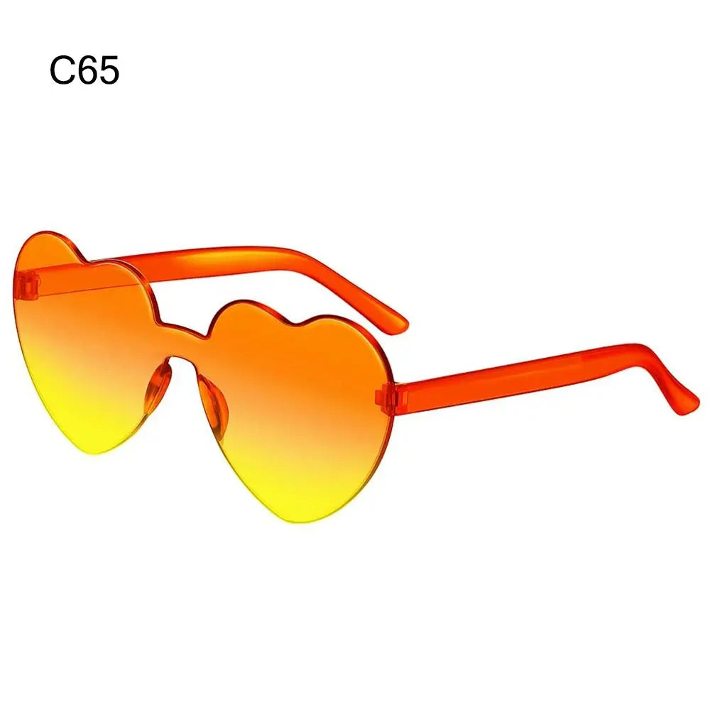 Women Vintage Heart Shape Sunglasses Metal Frame Sun Glasses Candy Color Gradient Sun Glasses For Outdoor Cycling