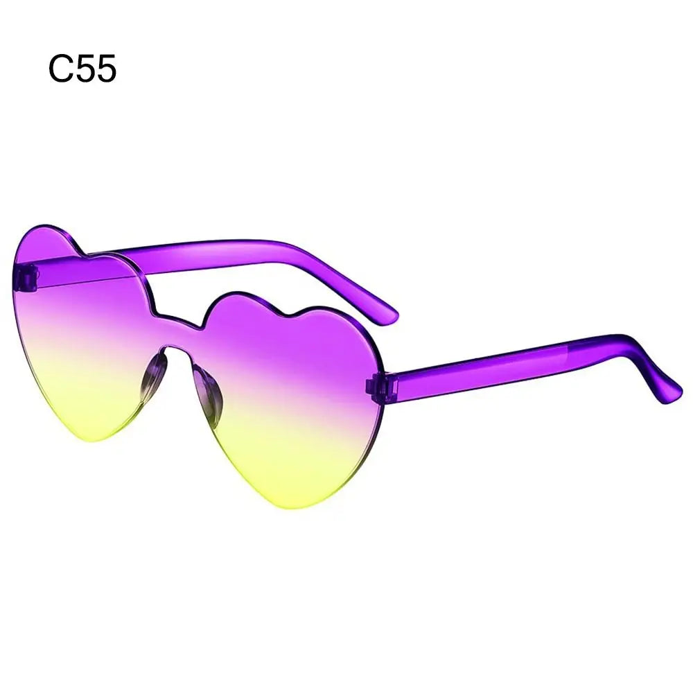 Women Vintage Heart Shape Sunglasses Metal Frame Sun Glasses Candy Color Gradient Sun Glasses For Outdoor Cycling