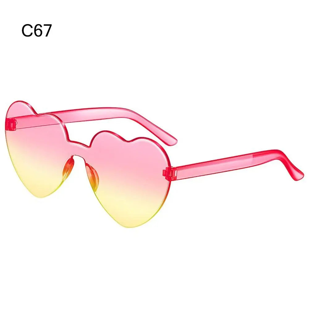 Women Vintage Heart Shape Sunglasses Metal Frame Sun Glasses Candy Color Gradient Sun Glasses For Outdoor Cycling