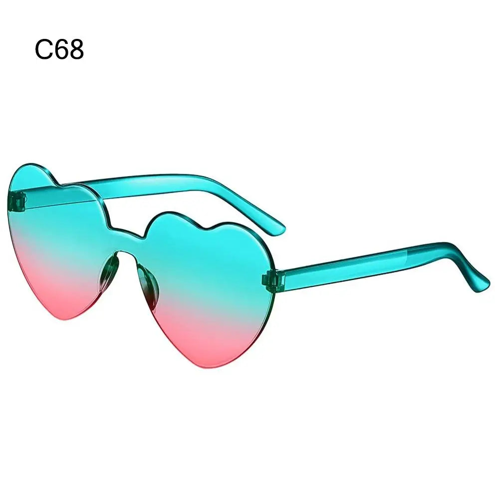 Women Vintage Heart Shape Sunglasses Metal Frame Sun Glasses Candy Color Gradient Sun Glasses For Outdoor Cycling