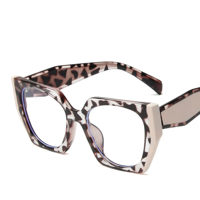 XJiea Designer Leopard Print Stitching Colors Anti-blue Light Glasses For Women Cat Eye Computer Blue Ray Blocking Eyeglasses