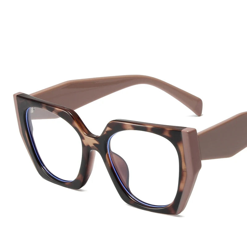 XJiea Designer Leopard Print Stitching Colors Anti-blue Light Glasses For Women Cat Eye Computer Blue Ray Blocking Eyeglasses