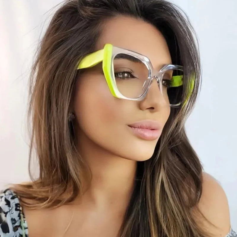XJiea Designer Leopard Print Stitching Colors Anti-blue Light Glasses For Women Cat Eye Computer Blue Ray Blocking Eyeglasses