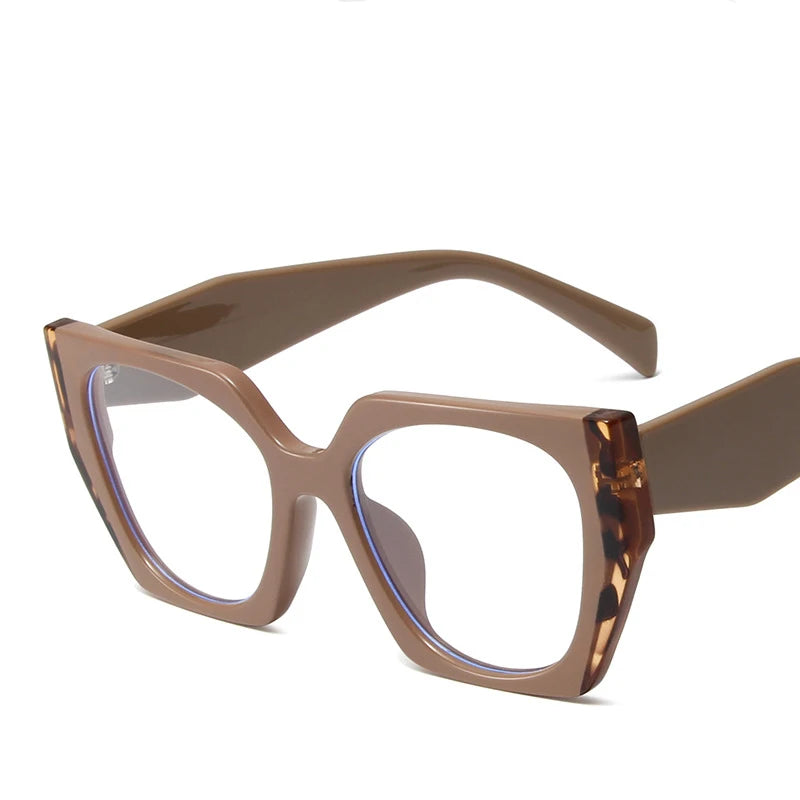 XJiea Designer Leopard Print Stitching Colors Anti-blue Light Glasses For Women Cat Eye Computer Blue Ray Blocking Eyeglasses